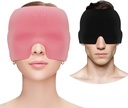 Migraine Head Relief Cap, Gel Cooling Eye Mask, Migraine הקלה Cap Hot & Cold Therapyover Hat Mask אוdorless Migraine Headache Hat for Sinus, Puffy Eyes, Tension, Stress Relief - Pink Relief