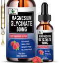 מגנזיום טהור Glycinate | נוזל Magnesium תוספת של 500 מ"ג לשינה, עצבנות, עצם ובריאות הלב | טבעוני Glycinate Mag טיפות 6X High Absorption