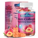 Multi Collagen Peptides Gummies, סוכר חינם hydrolyzed 5000 מ"ג חלבון丨Type I,II, III,V,X עם ויטמין ביוטין Hyaluronic Acid C A D B6 B12 L-Glutathione עבור שיער הציפורן טוד - Peachחניכיים