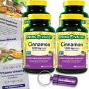 בחירת Bundle Spring Valley Cinnamon Dietary תוסף 1000 מ"ג 400 קפסולות וטרינריות 4 pk (1600 Total) + "Vitamin Vitality" Guide & Pill Container (6 פריטים)!