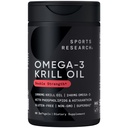 מחקר ספורט קריל שמן תוספת עם EPA & DHA אומגה 3, Phospholipids & Astaxanthin מ אנטארקטיקה קריל - עלייה הגבוהה ביותר של שמן קריל עבור גברים ונשים - 1000 מ"ג, 60 קפסולות Softgel