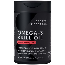 מחקר ספורט קריל שמן תוספת עם EPA & DHA אומגה 3, Phospholipids & Astaxanthin מ אנטארקטיקה קריל - עלייה הגבוהה ביותר של שמן קריל עבור גברים ונשים - 1000 מ"ג, 60 קפסולות Softgel