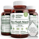 טבעי Nutra No Flush Niacin, ויטמין B3, עוזר לשפר את בריאות Cardiovascular, עוזר לשפר את העור טקסטור, מקדם תפקוד המוח טוב יותר, עוזר לשפר את רמת האנרגיה 525 מ"ג, 100 קפסולות.