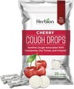 HERBION Naturals Cough Drops with Natural Cherry Flavor, תוספת תזונתית, Soothes Cough, עבור מבוגרים וילדים מעל 6 שנים, 25 טיפות, No Artificial Flavor, Pack of 1