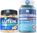 סוכר חינם Lutein 20mg Zeaxanthin עין ויטמינים מלא חניכיים עם EPA190mg & DHA 80 מ"ג + Multivitamin עם Glucosamine Chondroitin MSM עבור תמיכה Immune, גברים ונשים - (Pack של 2)
