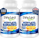 Shiny Leaf Methylated Bariatric Multivitamin ללא ברזל - ויטמינים עבור Gastric Bypass & Op, 1 יומית קפסולה W Methylated Folate, B12, A, C, D, K & More. Vegetarian, Soy-Free, USA Made (180 Ct).