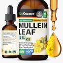 BIO KRAUTER Mullein Leaf Extract for Lungs 2 Fl. Oz - 28 ימים של אספקה - Pure Mullein טיפות עבור Lung ניקויse & Detox - תוספי הנשימה טבעונית - Non-GMO, No Sugar & אלכוהול