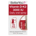 Better You D3000 ו-K2 ויטמין D Daily Oral Spray - Convenient Alternative for Tablets - תומך בריאות העצם ו- Boost Immune System - מונע קרישת דם - פלאפור טבעי - 0.4 oz oz
