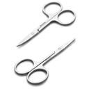 שיער הפנים קטן Grooming Scisors for Men - Eyebrow, Nose hair, Mustache, Beard, Eyelashs, אוזניים Trimming Kit - Curved and Rounded Safety טיפ קליפרס לשיער חיתוך - 2PCS Silver Silver