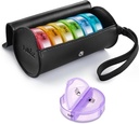 Fullicon PU Case Weekly Pill BoxOriser 2 Times A Day, Travel 7 Day Pill Boxes, Portable Tablet Organiser with Largeשוואת תרופות, תרופות, ויטמין, תוספים (Black/Rainbow)
