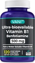 2 ב-1 פורמולה משופרת: ויטמין B1 עם Benfotiamine 500 מ"ג, תוספת שומן של ויטמין B-1, 500 מ"ג - 120 קפסולות (1)