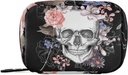 Naanle Watercolor פרח Skull Pill Box 7 Day Pill Travel Pill מארגנת Bager עם Zipper Portable Weekly Case Size קומפקטי עבור תוסף ויטמינים