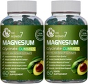 מגנזיום Glycinate חניכיים עם Ashwagandha ו CQ10 Calm Magnesium Complex L-Threonate טבעוני Non-GMO 800 מ"גנזיום Glycinate Gummy Magnesium תוסף - Pack of 2 2