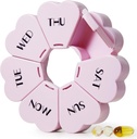 MOLN HYMY MY גדול כדור שבועי מאורגן, Girly Pill Box 7 Day, Purple Pink Daily Holder for Fish Oil / Medicine / Supplements