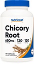 חומרים מזינים Chicory Root 650 מ"ג פר קפסולה - 120 קפסולות המבוססות על צמחים, non-GMO, Gluten חינם
