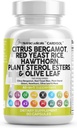 ניקוי Nutraceuticals Citrus Bergamot Red Yeast Rice קפסולות עם Plant Sterols - עם הותורן לחלץ את אוליבץ Leaf Niacin ויטמין K3 D3 COQ10 Guggul & More