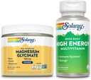 SOLAray Magnesium Glycinate אבקה 350 מ"ג ואנרגיה גבוהה Multivitamin Bundle - Chelated Magnesium ו-Daily Multi - בריאות העצם, שריר, לב ותמיכה בחיסון, 60 ימים ערבות, 6oz / 60ct