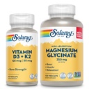 SOLAרי ויטמין D3 K2 ומגנזיום Glycinate - Bone Health Bundle - Calcium Absorption, Nerve, Heart and Immune Support w / 5000 IU ויטמין D, 350 מ"ג Chelated Magnesium, 60-Day Promise, 60ct / 120ct