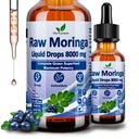 Raw Moringa נוזל טיפות 8000 מ"ג, אורגני Moringa Oleifera Leaf Extracting w. Supergreens Band of Wheatgras, Barley Grass for Antioxidant, Energy & Immune, High Potency Than כמוסות אבקות