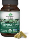 OrganIC INDIA Tulsi Holy בזיל קפסולות - תמצית בזיל הקדוש - תוספת של בזיל עלון הקדוש, תוסף צמחי, Immune Support, Stress Relief, Vegan, Gluten-Free, Organic, non-GMO - 60 קפסולות