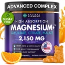 Magnesium Glycinate 2150MG חניכיים לנשים וגברים, High Absorption Magnesium Glycinate, Citrate, Malate Gummies for Adults & Kids, Sleep Support, Sugar Free, Vegan, 60 Chews, Orange Orange Orange