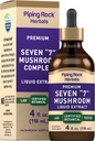 Piping Rock Mushroom Complex Drops | 4 Fl Oz | 7 מתוך 1 | Maitake, Shiitake, Reishi, Chaga, Cordyceps, Lion's Mane & Oyster Mushrooms