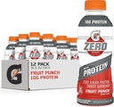 Gatorade Zero עם חלבון, 10g חלבון Whey חלבון Isolate, Zero Sugar, Electrolytes, פירות Punch, 16.9 Fl Oz, 12 Pack