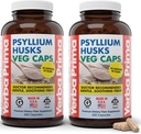 Yerba Prima Psyllium Husks Veg Caps, 400 קפסולות (625 מ"ג) (Pack of 2) - טבעוני, Non-GMO, Gluten Free, מושב ניקוי, תוספת סיבים יומית עבור בריאות רגיל