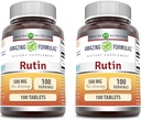 פורמולה מדהימה Rutin תוסף | 500 Mg | Tablet | Non-GMO Glu |ten Free | Made in USA (2 Pack | 100 Count)