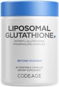 Codeage Liposomal Glutathione תוסף - Pure מופחת Setria L-Glutathione, Liposomal Delivery, Phospholipid Complex - Encapsulated Glutathione אבקת גלולות - טבעוני, non-GMO - 60 קפסולות