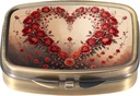Dinippy Pill Pill Box with Mirror Retro Pocket 2 השוואתי תרופות מקרה ויטמין גלולות מארגנת עבור Pocket Purse וTravel (Retro-Rose Heart Wreath)