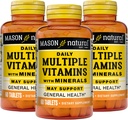 MASON NATURAL Daily ויטמינים עם מינרלים - 24 ויטמינים ומינרלים חיוניים, All in One Multivitamin, תומך בריאות כוללת, 60 טבליות (Pack of 3)