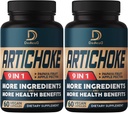 Artichoke לחלץ קפסולות 6650mg 4Month אספקת תמיכה, Immune Health & Body Balance - משולב 9 Herbs Papaya, Apple Pectin, ג'ינג'ר ועוד - Non-GMO 2 Packs 60 קפסולות
