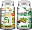 GreeNatr Premium Bundle עבור Holistic Well-Being: Organic Ashwagandha קפסולות, עם Black Pepper for Stress Relief, Plus גינזנג + גינקו בילובה טבליות, אנרגיה מסורתית Booster.