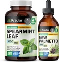 BIO KRAUTER Spearmint 250 קפסולות & Saw Palmetto Tincture 4 Fl. Oz.