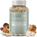 Simpleme Multi-Mushroom תוסף - Complex for Brain, Immune Support, Nootropics - Performance Band with Lions Mane, טורקיה Tail, Reishi, Cordyceps, Chaga, Maitake, Shiitake, ועוד - 60 קפסולות