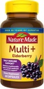 Nature Made Multi + Elderberry קפסולות, Multivitamin for Women and Men Daily Immune Support, Women, One Per Day Womens ויטמינים, 60 Count, Brown, Pack of 1, (HL000220)
