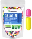 XPRS Nutra Size 3 קפסולות ריקות - 100 הרוזן ריק Gelatin קפסולות - Pills DIY כמוסות מילוי - Pure Bovine Pill Gel Caps for Do-It-Yourself Supplements (Multi Color)