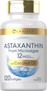 קרליל Astaxanthin 12mg | 120 Softgels | תוספת של Microalgae | עם שמן קוקוס