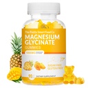 Magnesium Glycinate Gummies 1000 מ"ג - 90 Ct | Magnesium Potassium תוספי מזון להרגעה, לחץ הקלה, עם ויטמין D, B6, CoQ10 עבור Calm Mood & Sleep Support - מנגו Pineapplemies
