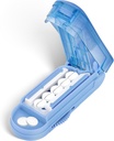 DUBSTAR Pill Cutter Splitter for Small and Tiny Pills, Multiple Pill Cutters for Small or Large Pills, Fitable Pill Splitter with Centering Device and Blade Guard for Multi Tablets (פאל כחול)