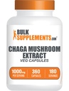 BulkSupplements.com Chaga Mushrooms - Chaga Extracts, Chaga Mushrooms - טבעוני וגלוטן חינם, 2 קפסולות לשרת (1000mg), 360 Count (Pack של 1)