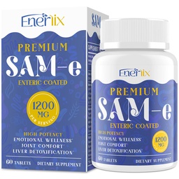 1200 MG SAM תוסף עבור המוח, Mood, Joint, Liver, High Absorption SAM-e (S-Adenosyl-L-Methionine) עם CoQ10, 5-HTP, Enteric Coated 60 טבליות, טבעוני