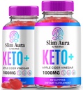 (2 Pack) Slim Aura Keto ACV חניכיים, סלים רשמיים Aura Ketomies עבור ירידה במשקל, טבעי Keto פלוס Apple Cider Vinegarmy, Premium Keto+ACV Formula, SlimAura ACV Keto Gomitas (120 מסטיקנים)