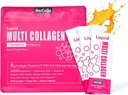 קולאזן נוזלי לנשים, 10000mcg Biotin, 8000 מ"ג Multi Type Collagen Peptides, Hyaluronic Acid, ויטמין C, Skin, תוספת שיער, כתום פלאמור, 10 Fl oz. (1 Pack, כתום)