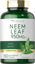 קרליל Neem Leaf | 950 מ"ג | 150 קפסולות אבקה | Non-GMO וגלוטן חינם פורמולה | גודל ערך | תוסף צמחי מסורתי | Azadirachta Indica