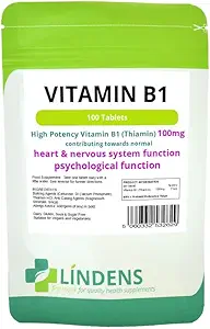 לינדנס ויטמין B1 Thiamin 2Pack 200 טבליות B 1 B-1 Thiamine איכות טבעית