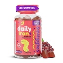 Squiggles Kids Daily Iron+ Gummies - תוספת צ'וגבל עם ברזל, Multivitamin לילדים, סוכר נמוך, טבעוני, טודלר חניכיים, יומי גרלוף פלאמור (100 הרוזן)