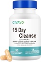 15 יום Gut ניקוי לנשים וגברים- Gut ותמיכה קולוניות- Probiotics & Psyllium Husk ניקויse Bowel Disshoot כמוסות, תוספי תזונה (30 קפסולות)
