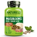 NATURELO Mushroom תוסף Brain & Immune Health Band with Lion s Mane, Reishi, טורקיה Tail 90 קפסולות ידידותיות טבעוניות